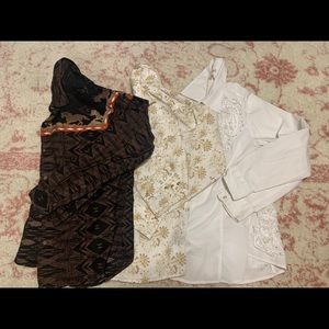 (3) western tops-Reba,Wrangler, Bit&Bridle